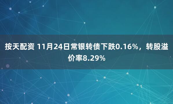 按天配资 11月24日常银转债下跌0.16%，转股溢价率8.29%